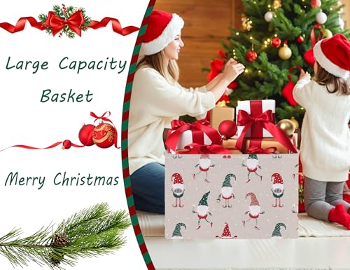 Image of Large Christmas Gifts Empty Baskets Kids Collapsible Holiday Storage Bin with Handle (Dance Gnome)