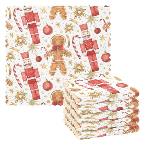 FRODOTGV Gingerbreadman Nutcracker Christmas Tea Towels Kitchen Blue Microfiber Cleaning Towels Kitchen Absorbent Kitchen Cloth
