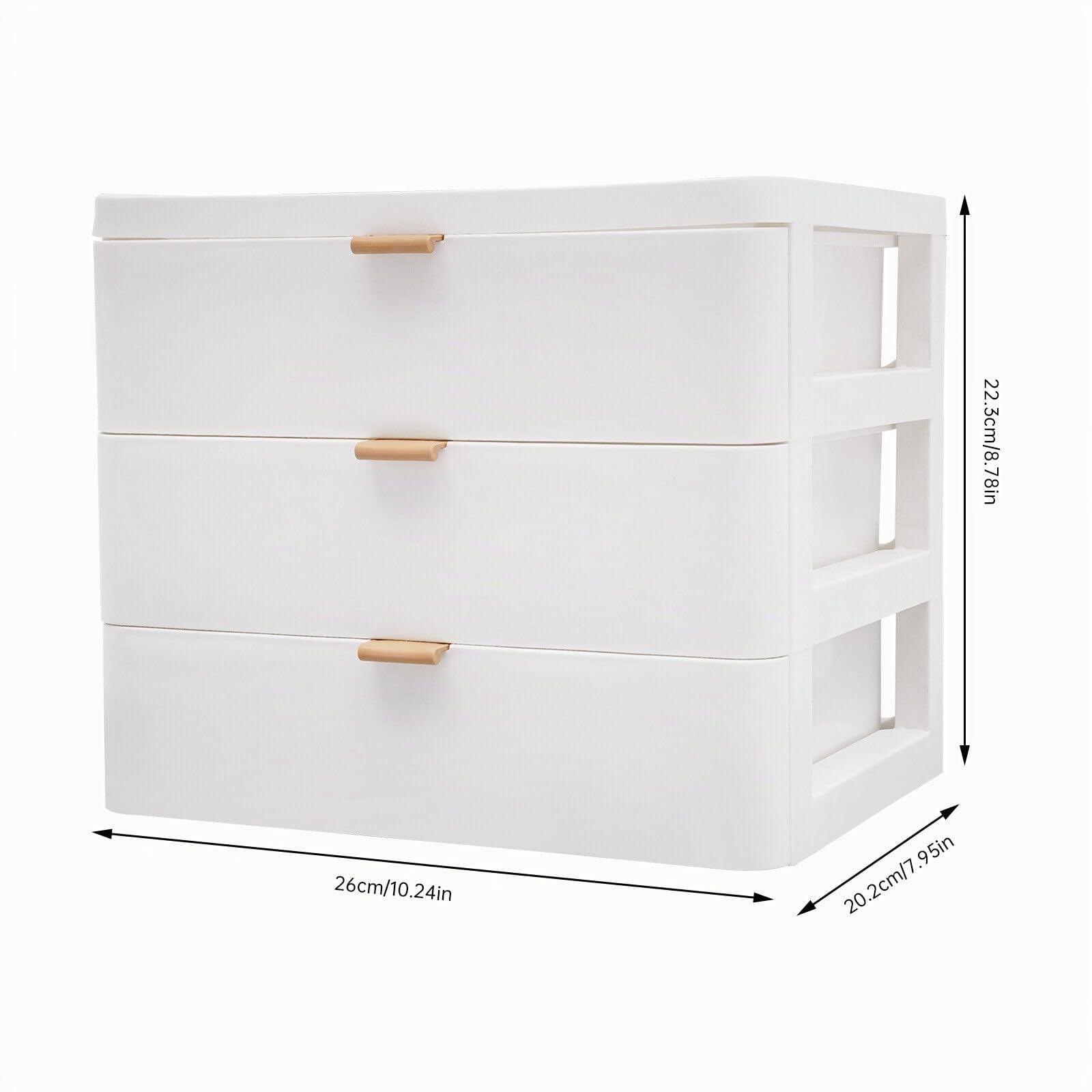 JINPRDAMZ Cassettiera da scrivania con cassetto, organizer da scrivania a 3 strati, organizer in plastica per casa, bagno, organizzatore cosmetico, bianco