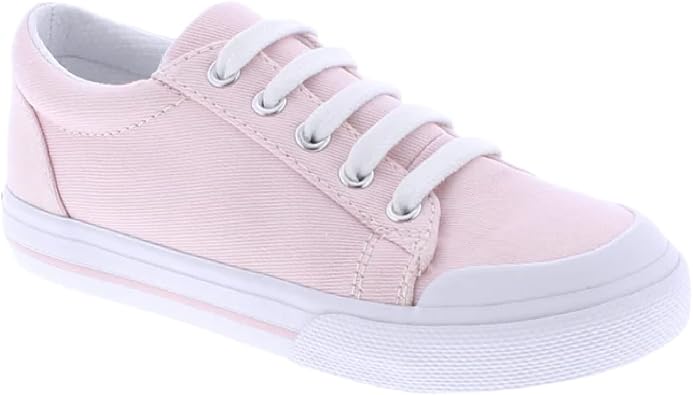 FOOTMATES Taylor Lace-Up Canvas Flats Boys and Girls Shoes - Tennis Sneakers with Wide Toe Box, Custom-Fit Insoles, Vulcanized Outsoles - Rose, 3 Infant 0-12 Months