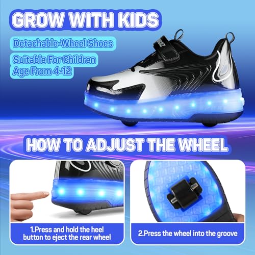 Yogeeft Roller Shoes with USB Rechargeable - Kids Retractable-Wheel Sneakers for Christmas and Birthday Gifts by Yogeeft - Used condition - Image 6