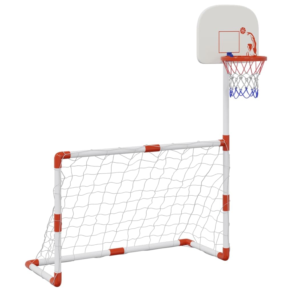 Juego de fútbol y baloncesto para niños con pelotas, juguete deportivo de movimiento para exteriores, juego de pelota activa, portería con red y anillo, 98 x 50 x 70 cm, para jardín