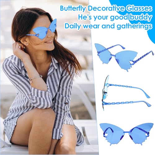 Sunglasses Butterfly, Rimless Butterfly Sunglasses, Adult Party Favors, for Daily, Bachelorette, Wedding, Vacation4