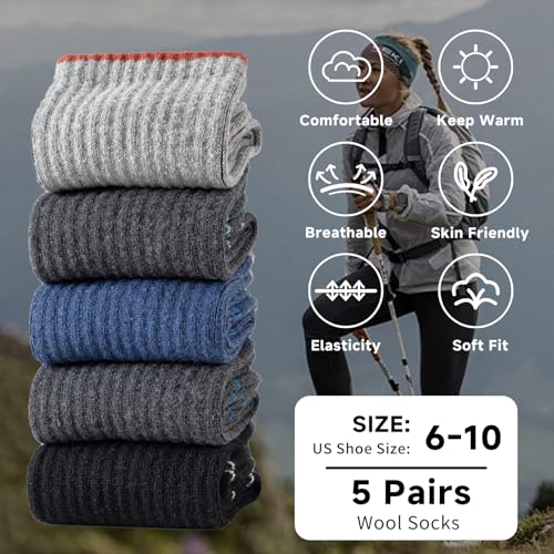 Image of Pleneal Wool Socks for Women - Womens Winter Warm Wool Sock Men Cozy Knit Boots Socks for Women