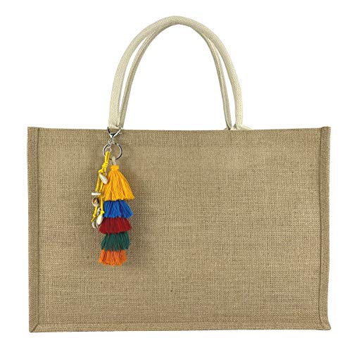 Image of Hibala Woven Large Beach Bag Straw Beach Tote Handmade Weaving Shoulder Tassel Bag Handbag