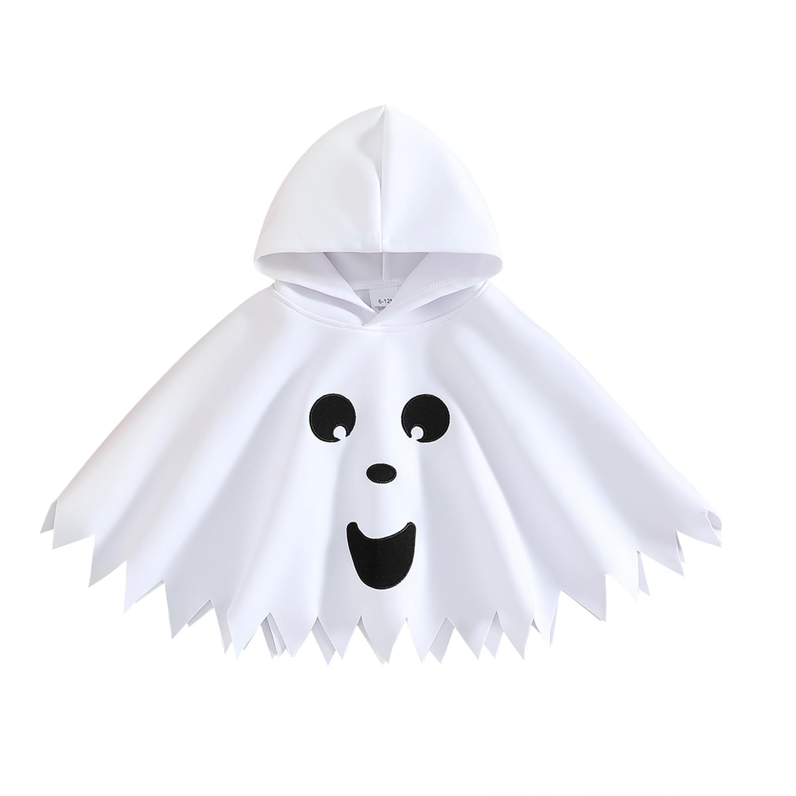MoKid Ssdwer Kids Toddler Boy Girl Halloween Costume Ghost Smile Embroidery Cloak Hooded Cape Poncho Fancy Party Cosplay Outfits (B White, 12-18 Months)