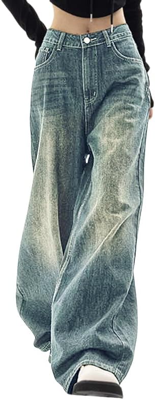 EMMIOL Jeans for Women Wide Leg Baggy Jeans Y2K Casual Loose Boyfriends Trousers Vintage Streetwear