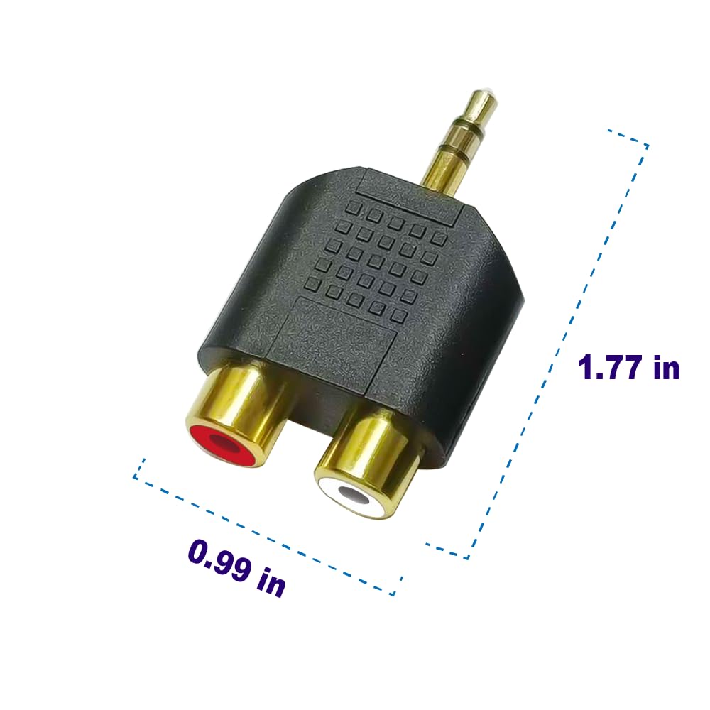 HTDYOO Lot de 2 adaptateurs audio stéréo TRS mâle vers double RCA femelle, connecteurs plaqués or