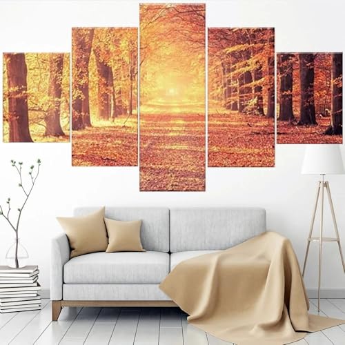 Grand tableau decoration murale salon 5 parties pour masquer un mur vide avec cadre