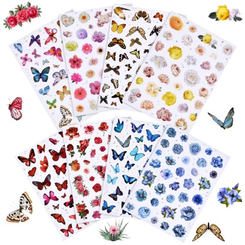 264pcs Flower Butterfly Scrapbook Stickers, Kids, Water Bottle, Laptop, Cute Aesthetic, Craft & Scrapbooking, Junk Journal Journaling