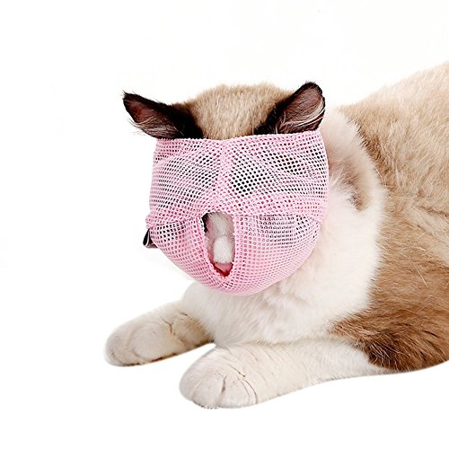 dds5391 Comfortable And Lovely Pet Favorite Breathable Mesh Lovely Cat Anti Bite Muzzle Travel Tool Bathing Bag Pet Supplies - Pink S