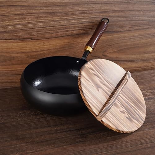 Wok de hierro antiadherente 28 cm con mango de madera miniatura 5