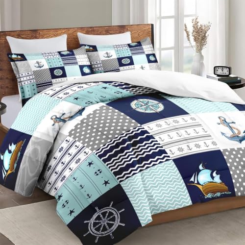 WeCozy Twin Size Comforter Set with Pillowcase, Nautical Blue Marine Summer 2 Pcs Bedding for Kids and Adults, Sea Ocean Boat Plaid Soft Comforter Set for Bedroom Bed Decor WeCozy Twin Size Comforter Set with Pillowcase, Nautical Blue Marine Summer 2 Pcs Bedding for Kids and Adults, Sea Ocean Boat Plaid Soft Comforter Set for Bedroom Bed Decor