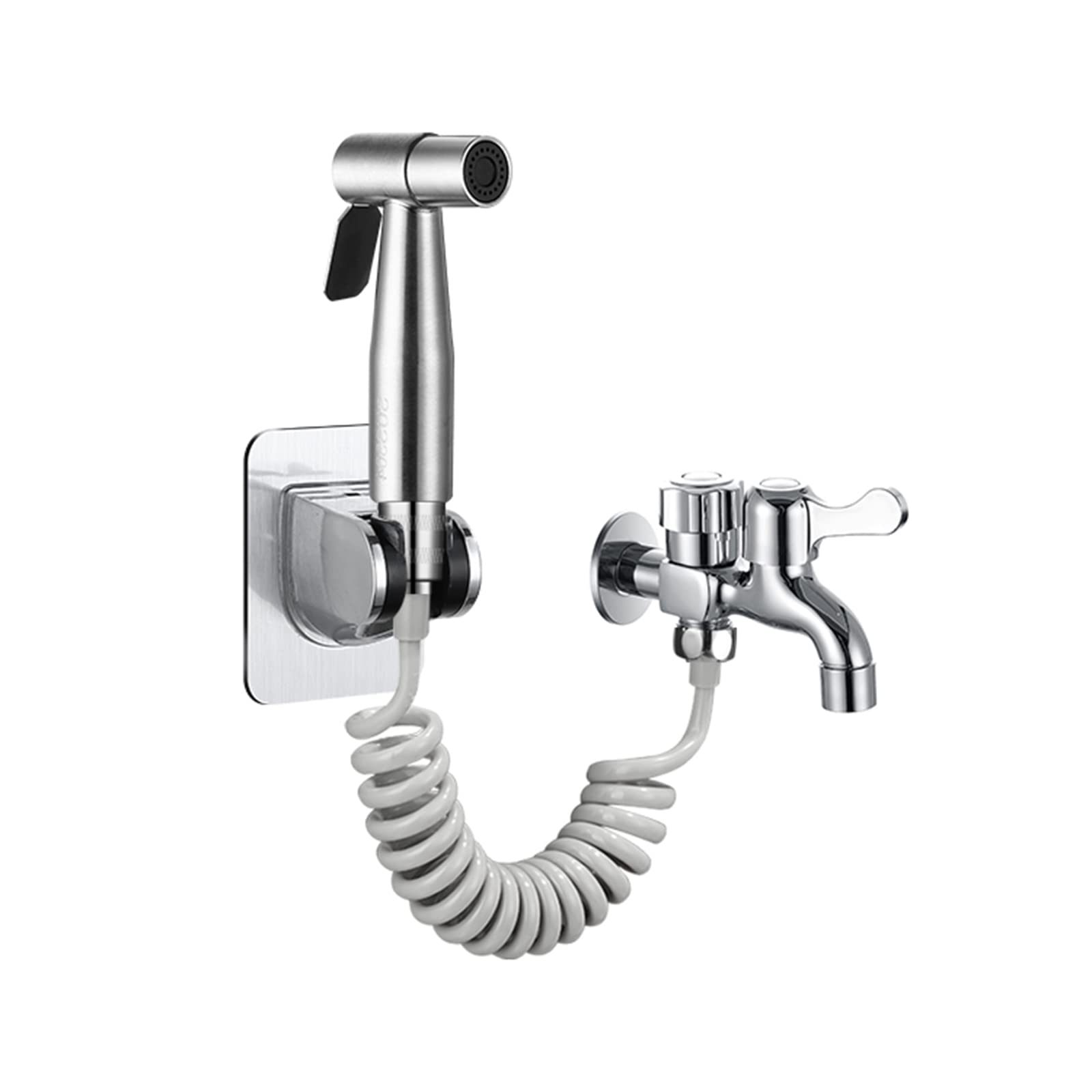 Kit bidet à main en acier inoxydable durable avec flexible de 3m pour WC et baignoire