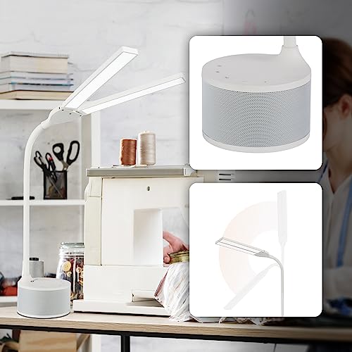OttLite LED Desk Lamp with Dual Shades and Bluetooth Speaker, White by OttLite - Image 2