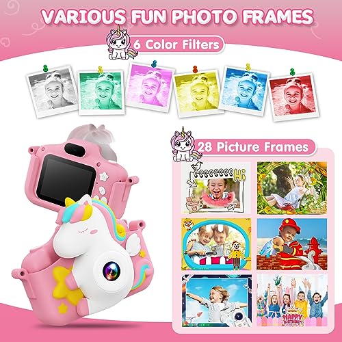 Image of Children's Camera, CAMCLID Children's Camera 1080P 2.0 Inch Screen Digital Camera Children with 32GB SD Card, Christmas Toy Gifts for 3 4 5 6 7 8 9 Years Boys and Girls (Pink)