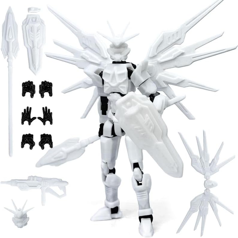 T13 Action Figure, Assembly Completed Robo 13 Action Figures, 3D Printed Robot Toys - The Premium Toy for Sci-Fi Enthusiasts, 5.2 INCH (White)