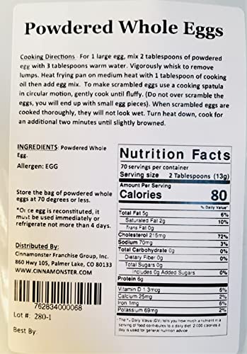 Cinnamonster 2 Pounds (32 Oz) Powdered Whole Eggs thumb #5
