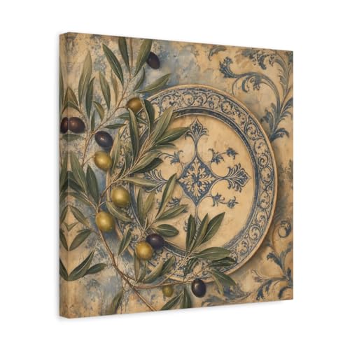 Toile branches d'olivier vintage : donnez de la couleur à une cuisine sombre
