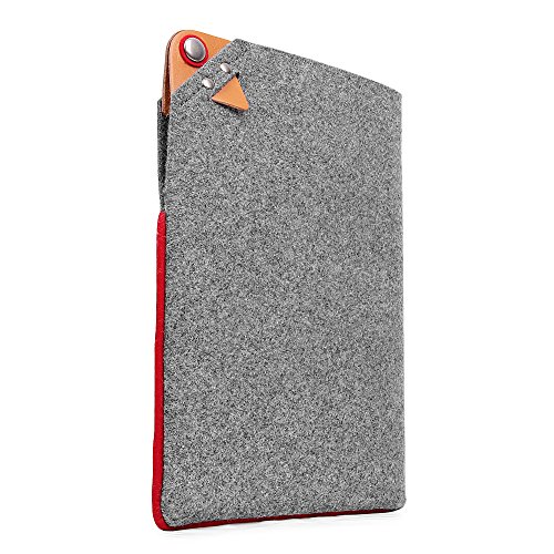 TOPHOME pantalla de fieltro de lana bolsa funda acolchada de piel auténtica y función atril para iPad soporte para iPad 2 3 4, color gris