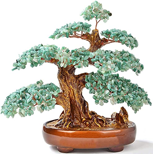 Kalifano Natural Aventurine (1,251 Gemstone Count) Chakra Crystal Tree With Healing Properties - Bonsai Feng Shui Money Tree For Luck And Intelligence - 14" #TOP1