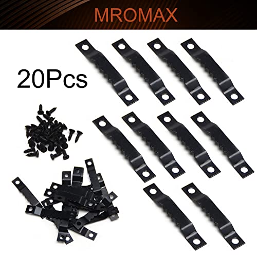 Image of MroMax 20PCS Sawtooth Picture Hangers Iron Picture Hangers 1.77 inch x 0.24 inch Double Hole Picture Frames Hangers for Hanging Clock Paintings Artwork Picture Frame Hook Photos Black