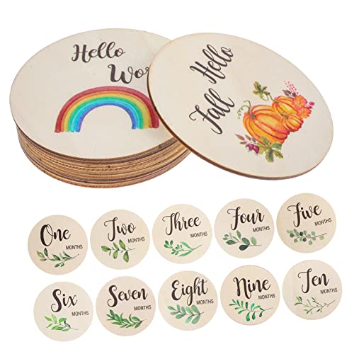 SECFOU 10個 新生児 写真 カード 赤ちゃん 月間 カード 木製 月間 マイルストーン 成長 カード 月間 赤ちゃん マイルストーン 赤ちゃん マイルストーン 木製 マイルストーン 木製