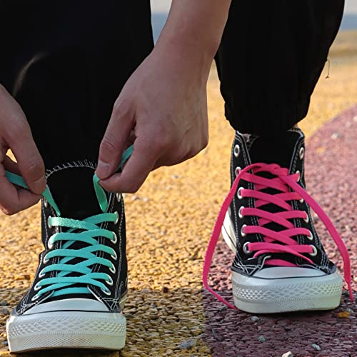 Delele 2 Pair 23.62" Flat Shoe Laces 5/16" Wide Shoelaces For Athletic Running Sneakers Shoes Boot Strings Fluorescent Green #TOP5