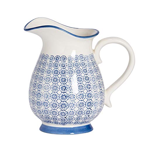 Nicola Spring Hand-Printed Water Jug - 2.2 Litre - Navy