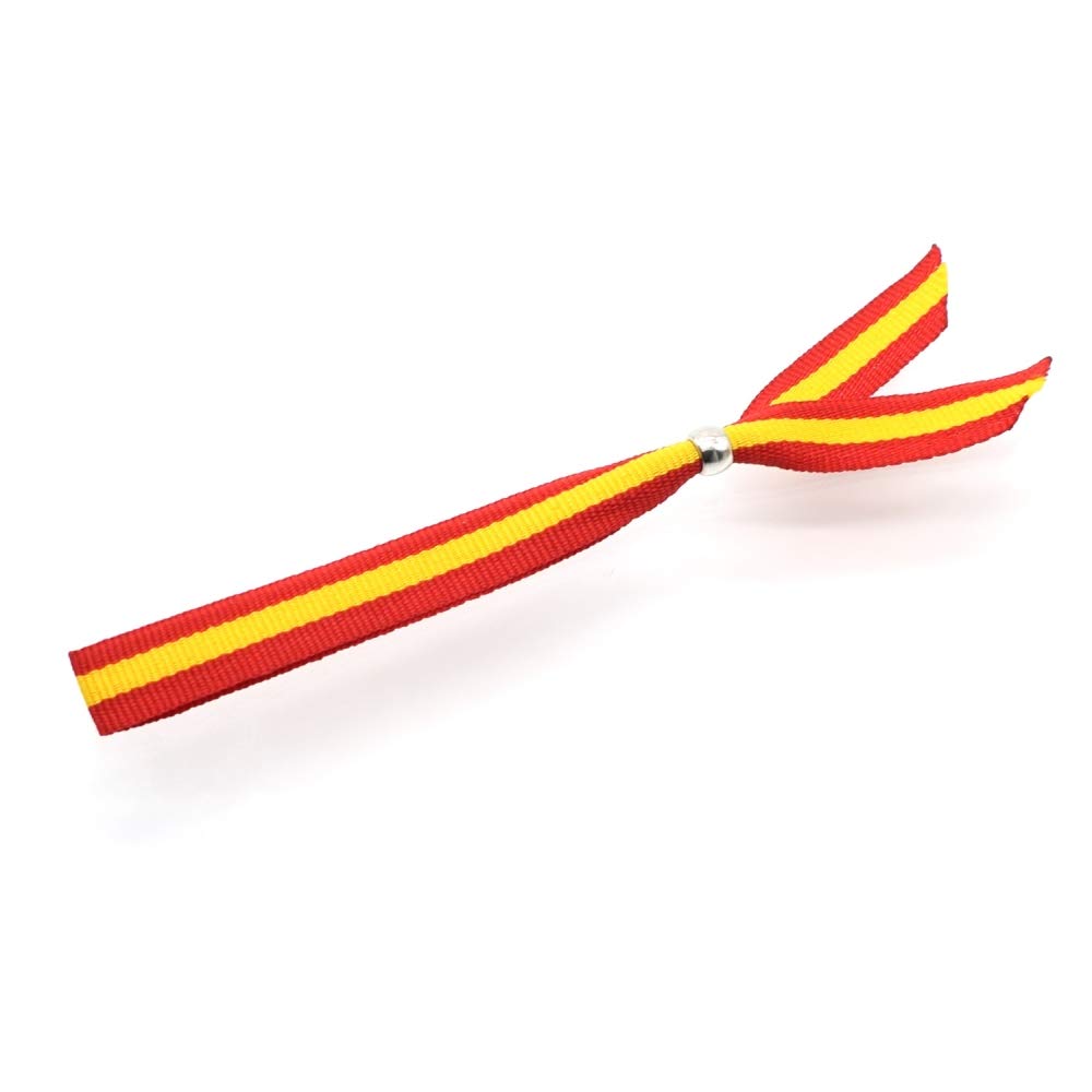 Pulsera de Tela Bandera de España con Cierre Ajustable, Colgador de Coche, Ancho 10 mm (1 Unidad)