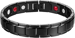 Pulseira Equilibrio Bio Magnetica Infravermelho Masculina Aco Inoxidavel Cor Preta Longo Fecho Magnetico