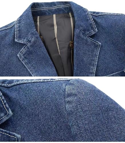 ebossy Men's Notched Lapel Button Down Business Slim Denim Blazer Jacket Sport Coat4