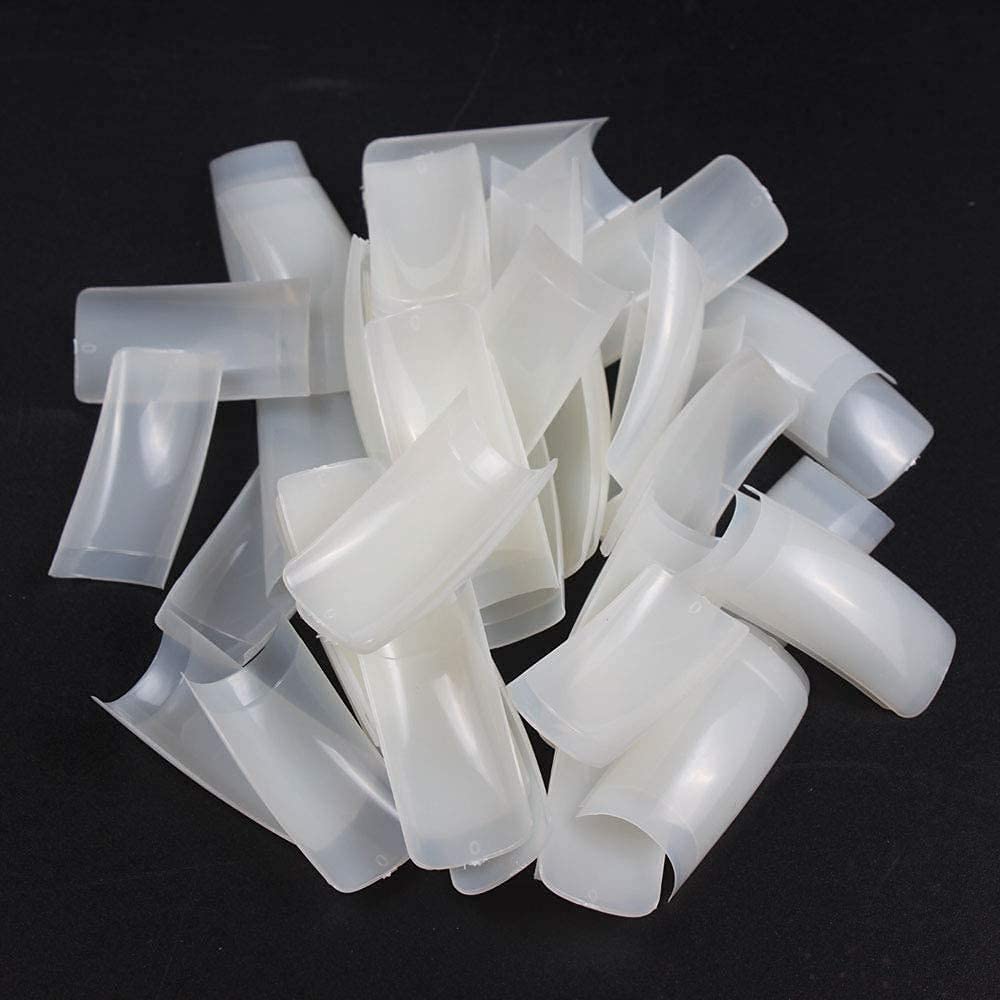 500pcs Nail Tips Long Shape Natural Color Nail Art Tips 10 Size with Clear Plastic Box (B)