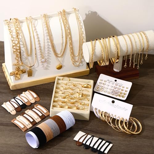 image for FANDY 137 Pieces Gold Jewelry Set for Women, 12 Necklace, 14 Bracelet,