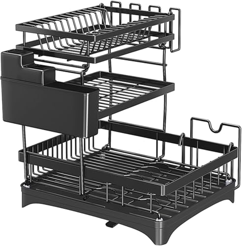 Image of Arcanine Over The Sink Dish Drying Rack, 2-TierDish Drainer with Cutting Board Holder, Large Dish Rack for Kitchen Counter Organizer Space Saver.