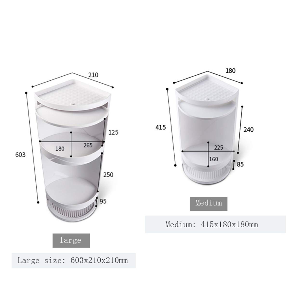Étagère D’angle Rotative 360° – Rangement Salle De Bain Et Cuisine, Blanc, Avec Bac Drainage Et Ventouses