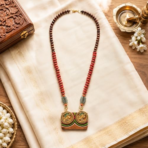 Image of AAKRITI ART CREATIONS Handcrafted Tribal & Wooden Necklace Collection | Dhokra, Ethnic, Brass & Artistic Designs | Royal, Boho & Nomadic-Inspired Statement Jewelry for Women