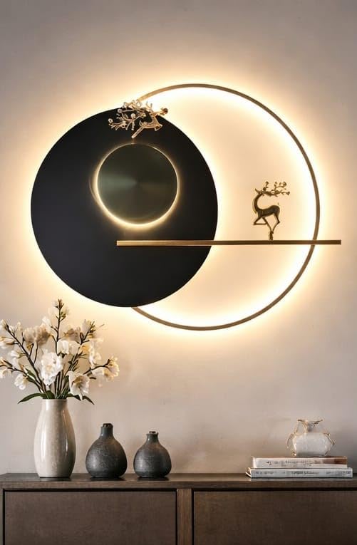 Image of blissbells Crystal Wall Light, LED Decorative Sconce (Decorative Deer & Dragon Design wall Light)