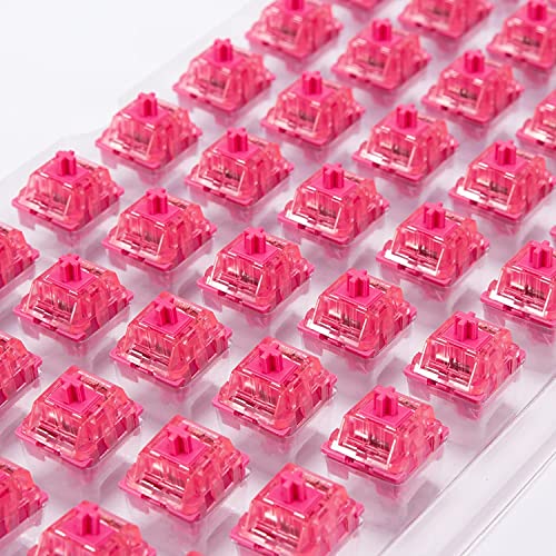 Image of Akko CS Switch for Mechanical Keyboard, Linear Switches, 3 Pin 43gf, North Facing SMD LED, Transparent Cover, MX Key Switches for Gaming Keyboard /DIY Kit (45 PCs, Rose Red)
