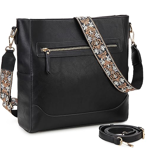 VX VONXURY Crossbody Bag for Women, Trendy Vegan Leather Shoulder Bag, Designer Bucket Bag with 2PCS Adjustable Straps
