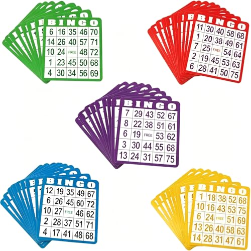 ZHITENG 100 Piezas Cartones Bingo, Cartones de Bingo Troquelados Juego de Mesa Adulto o Bingo Electrónico Bingo Tarjetas System Juego de Bingo, para niños, Adultos y Personas Mayores