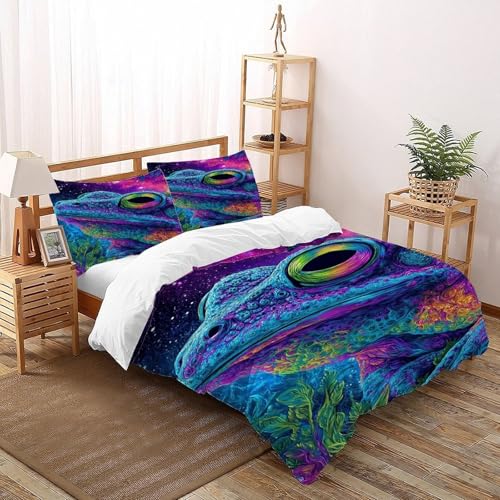 Housse de couette grenouille 220x240 en microfibre douce et anti-plis
