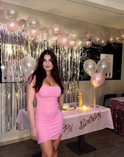 Image of Imily Bela Womens Strapless Bodycon Dresses Ribbed Knit Mini Dress Slit Tube Midi Dresses for Party Club Night