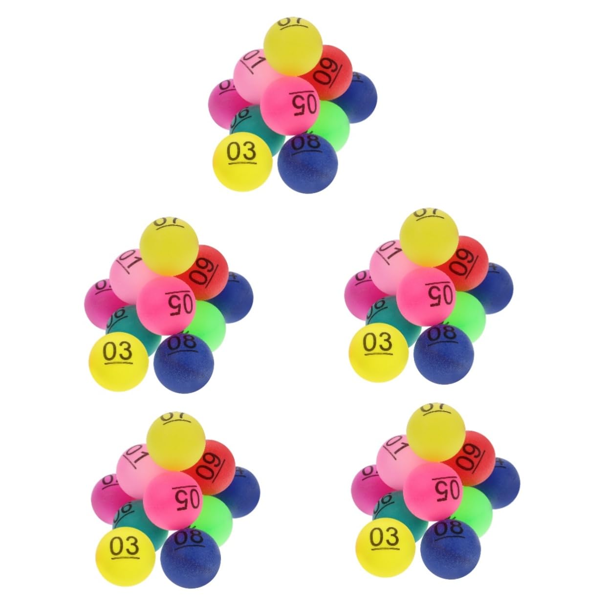 ibasenice 5sets Numbered Plastic Pong Balls Drawing Raffle Game Balls for Party 10pcs*5