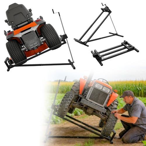 UISEBRT Rasentraktorheber Hebevorrichtung für Aufsitzmäher,Rasenmäher Jack aus Stahl bis max 400 kg,45° Neigung verstellbar,Rasentraktor Hebebühne Teleskopversion für 30% Speichereinsparung,Schwarz