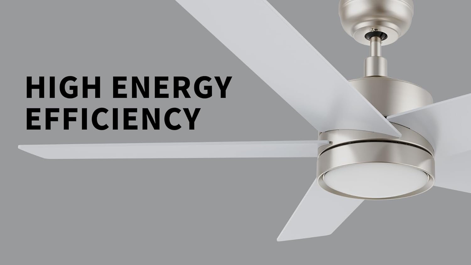 CEME 52" Ceiling Fan with Light Low Profile, DC 5 Speeds Silent Ceiling Fan with Remote, 3 Light Colors Dimmable LED Ceiling Fan for Bedroom Room, Silver