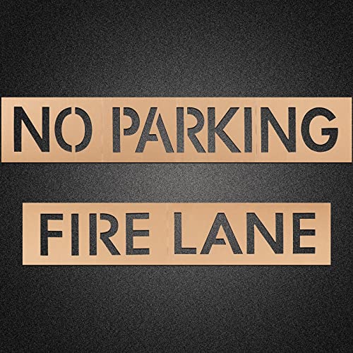 Tinlade 4 Letter No Parking Fire Lane Stencils for Parking Lot Curbs Painting Template Cardboard Stencils Reusable Template for Traffic Curb Marking Pavement Sign