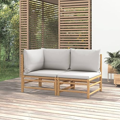 Homgoday Juego de Muebles de Jardín de Bambú Modular   Confortable Asiento, Diseño Personalizable, Perfecto para Exteriores