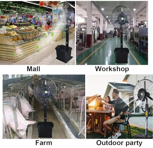 Portable Misting Fan - Industrial 43L Outdoor Cooling Fan with 3 Speeds & 90° Oscillation, Ideal for Garage & Commercial Use, 320W, 26"/30" Size