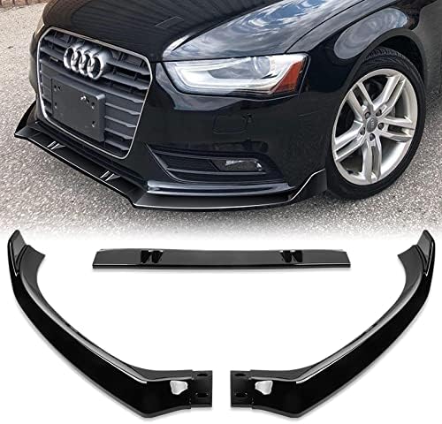 3PCS Front Bumper Lip Kit fit for compatible with 2013-2016 Audi A4 Quattro, STP-Style Splitter Trim Protection Spoiler, Air-Dam-Chin-Diffuser (Painted Black)